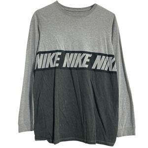 NIKE 長袖 ロゴ Tシャツ キッズ XL グレー ブラック ナイキ スポーツ ロンT ロングTシャツ 古着卸 アメリカ仕入 a612-7114