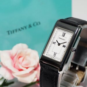 ティファニー TIFFANY&CO スクエア 純正革ベルト レディース 腕時計 箱 F338 中古