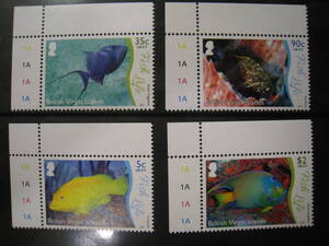 英領ヴァージン 魚(4種) MNH