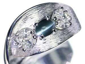 7RV14088T【売り切り】新品【RK宝石】≪alexandrite≫ 極上アレキサンドライト キャッツアイ 0.55ct 極上ダイヤモンド K18WG 超高級リング