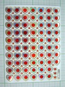 *◆ 日本国 日の丸シール ハート 型 きらきら 光る ステッカー 国旗 ◆