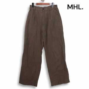 MHL. マーガレットハウエル 麻 リネン混♪ 千鳥チェック ストレート パンツ Sz.3　レディース　K4B00735_8#R