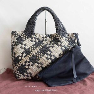 【高級品】FALORNI 【イントレチャート レザー トートバッグ 】 ファロル二 メッシュ BAG MADE IN ITALY 2412492