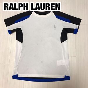 POLO RALPH LAUREN ポロ ラルフローレン 半袖Tシャツ 6 ホワイト×ブルー×ブラック プリントポニー メッシュ 背番号 キッズ