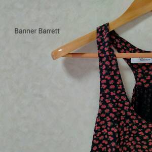 BANNER BARRETT バナー バレット キャミワンピース 花柄 ノースリーブ ひざ丈 レディース サイズ38 ブラックチェリー SJJ42