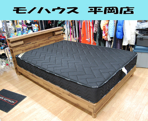 札幌市内近郊限定 Musterring ダブルベッド 幅142×奥193×高81cm マットレス付き コンセント ムスタリング 清田区