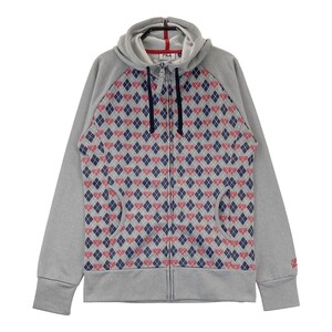 FILA GOLF フィラゴルフ スウェット ジップパーカー 総柄 レッド系 M [240101244591] ゴルフウェア レディース