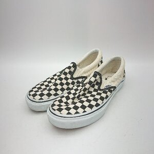 ◇ Θ VANS ヴァンズ ブロックチェック柄 スリッポン サイズ25 ブラック アイボリー系 メンズ E