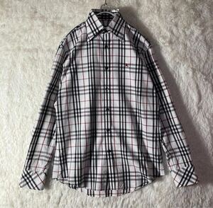 【アパレル】☆極美品☆ BURBERRY バーバリーブラックレーベル ノバチェック メガチェック ドレスシャツ カジュアルシャツ ボタン 2 M