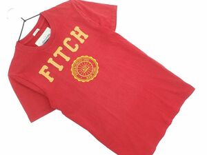 Abercrombie & Fitch アバクロンビー＆フィッチ ロゴ 刺繍 Tシャツ sizeM/赤 ■◆ ☆ efa6 メンズ