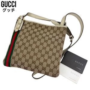 美品　GUCCI グッチ　シェリー　GGキャンバス　ショルダーバッグ　チャーム付き　ハンドバッグ　トートバッグ　斜め掛け　144388 213317