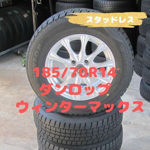 185/70R14　スタッドレス　ダンロップ　ウィンターマックス　WM02　14×5.5J　ET45　PCD100　2021年製