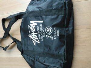 税不要特価 新品!STUSSY ステューシー 黒×白 大きめロゴ ミニボストンバッグ♪