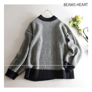 ビームスハート BEAMS HEART★大人可愛い♪配色バイカラージャガードニットプルオーバートップス