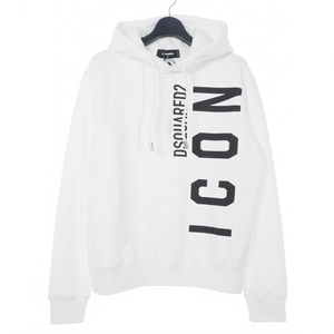 未使用品 ディースクエアード DSQUARED2 20AW ICON Hooded Sweatshirt アイコン プリント プルオーバーパーカー フーディ M 白 ホワイト