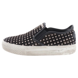 CHROME HEARTS クロムハーツ SLIP ON BLK CALF ドット柄 スリッポン CHプラスレザーパッチダガー付レザー ローカット スニーカー ブラック