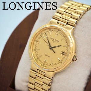 61 LONGINES 時計　ゴールド　コンクエスト　デイト付き文字盤　メンズ