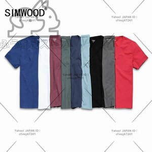 お得! SIMWOOD T シャツ Slim Fit Solid 色 fitness Casual Tops コットン Comforta