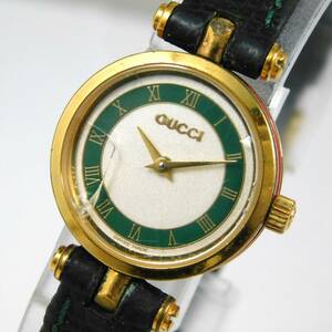 稼働〇 グッチ シェリー レディース グリーン 腕時計 クオーツ GUCCI