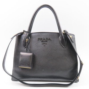 92183★1円スタート★PRADA プラダ モノクローム 2WAY ショルダーバッグ ハンドバッグ サフィアーノレザー ブラック