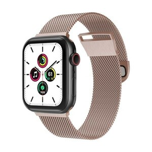 ローズゴールド 42/44/45/49mm/Ultra Apple Watch用 バンド ステンレス製 長さ調節 強力な磁気クラスプ付き