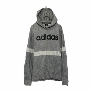 adidas プリント スウェット パーカー アディダス S グレー バックプリント 裏起毛 古着卸 アメリカ仕入 a606-6740