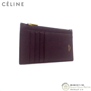 セリーヌ （CELINE） コンパクト ジップドカードホルダー カードケース コインケース 10A28 旧ロゴ Wine（新品同様）中古