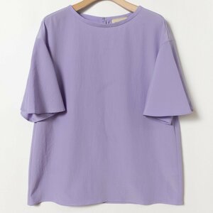 【1円スタート】UNITED ARROWS ユナイテッドアローズ スリット入りフレアスリーブブラウス ポリ ラベンダー 22SS 5分袖 女性的 シワ感 無地