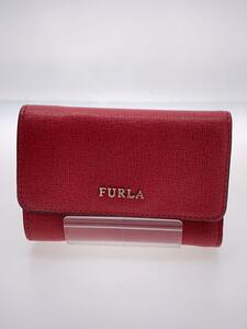 FURLA◆3つ折り財布/レザー/赤/無地/レディース/ミニウォレット//