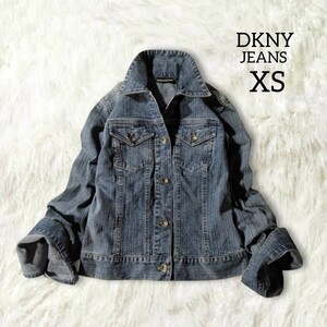 49 【DKNY JEANS】 ダナキャランニューヨーク ストレッチ Gジャン ジージャン デニムジャケット アウター XS 小さいサイズ レディース 