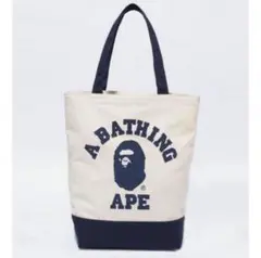 A BATHING APE トートバッグ アイボリー/ネイビー