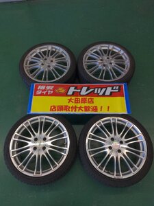 大田原店★中古ホイールタイヤSET 4本★レグザス 17インチ7.0Ｊ★ヨコハマ エコスES300 205/40R17★キューブ/ノート/ｂB/フィットなど★