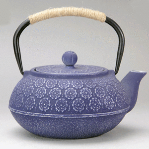 茶道具 鋳鉄製 未塗装鉄器 鉄やかん 桜ブルー 提梁壺 高品質 大容量 ティーポット純粋な手水を沸かして茶を煮る茶具 未使用