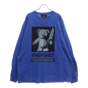 MILK BOY ミルクボーイ KNIFE BEAR L.S. TEE 20243210 ベアプリント クルーネック長袖Tシャツ ブルー