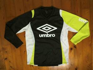 ☆微難有☆アンブロ☆umbro★ドライ長袖Tシャツ プラクティスTシャツ S JASPO 黒 白 黄緑