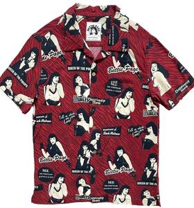 ヒステリックグラマー HYSTERIC GLAMOUR BETTIE PAGE ベティペイジ コラボレーション 総柄 アロハシャツ FREE レッド