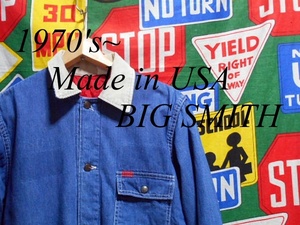 ★雰囲気系の1着★Made in USA製アメリカ製BIG SMITHビッグスミスビンテージデニムカバーオールワークジャケット70s70年代40ライナー付