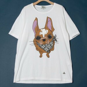 【1円スタート】メール便○ Vivienne Westwood MAN ヴィヴィアンウエストウッド クルーネック半袖Tシャツ 綿100％ オーブ刺繍 白 46 日本製