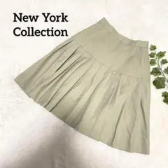 〖New York Collection〗フレアスカートミモレ丈 ワイドプリーツ