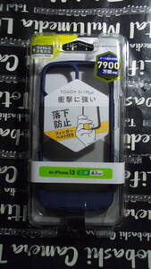 ELECOM iPhone 14 iPhone 13 TOUGH SLIM LITE フィンガーベルト ネイビー 全周配置した独自設計エアクッション衝撃吸収背面高硬度特殊樹脂