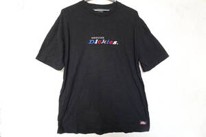 Dickies/ディッキーズ/半袖Tシャツ/ブランドネームししゅう/裾サイドスリット/カジュアル/黒/ブラック/Mサイズ(9/6R)