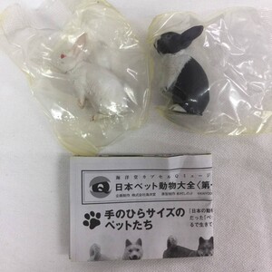 【即決・送料無料】海洋堂 カプセルQミュージアム 日本ペット動物大全1 飼いうさぎ（白・パンダうさぎ）2種/ 2013 当時物 松村しのぶ