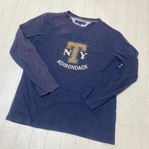 3753☆ TOMMY HILFIGER トミーヒルフィガー トップス 長袖Tシャツ クルーネック メンズ L ネイビー