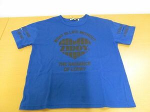 (34907)ZIDDY　ジディー　カットソー　Tシャツ　半袖　ロゴ　ハート　ブルー　F　USED