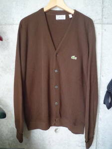 【レア】70s IZOD ラコステ LACOSTE アクリルカーディガン ヴィンテージ ニット 80s 90s 糸巻きタグ ブラウン