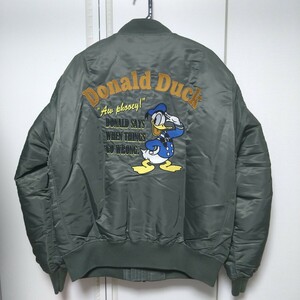 AVIREX/ラスト1着メンズ2XL.XXL.3L/MA-1フライトジャケット/ドナルドダック/Donald Duck/セージ/ミリタリー ジャンパーディズニー