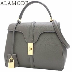 CELINE(セリーヌ) 16 セーズ スモール ハンドバッグ 2WAY ショルダー 肩掛け 斜め掛け カーフ グレー 40802084396【中古】【アラモード】