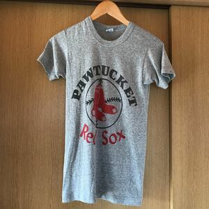 レアデザイン！ビンテージ 80s サイズS チャンピオン Tシャツ red sox レッドソックス MLB 霜降りグレーchampion トリコ タグ