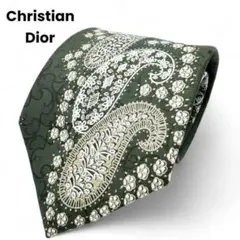 【極美品】ChristianDior ネクタイ　グリーン系　ペイズリー柄