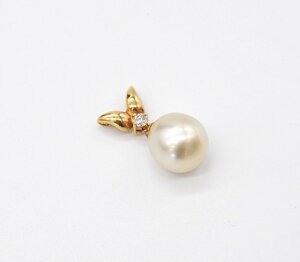 △K18 本真珠/天然ダイヤモンド ペンダントトップ 約3.3g パール pearl diamond pendant jewelry